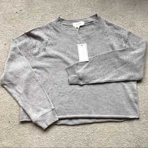 💫🆕Crystal Embellished Cropped Gray Sweatshirt, Large💫